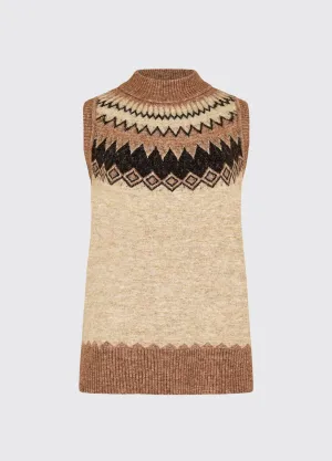 Doyle Women's Fair Isle pattern vest - Oat Multi Street Comforted Stay Warm