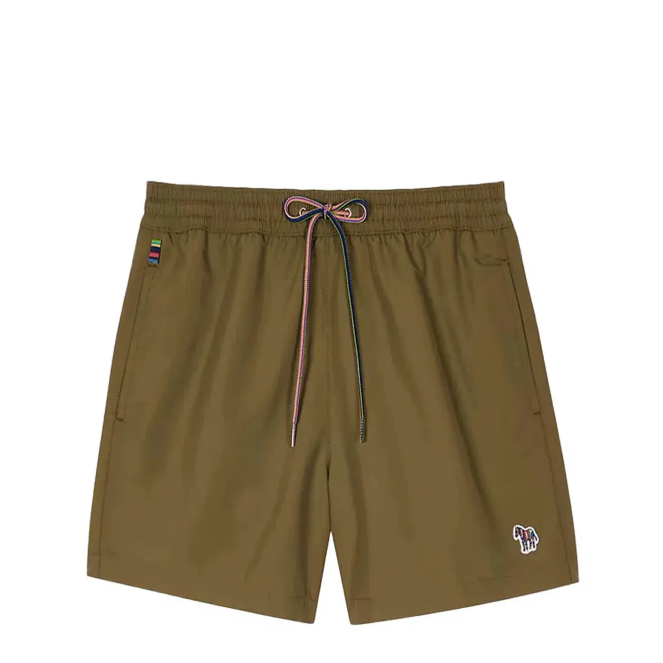 Casual Flex Fit Light Reflective Trim Paul Smith Zebra Logo Swim Shorts Military Green