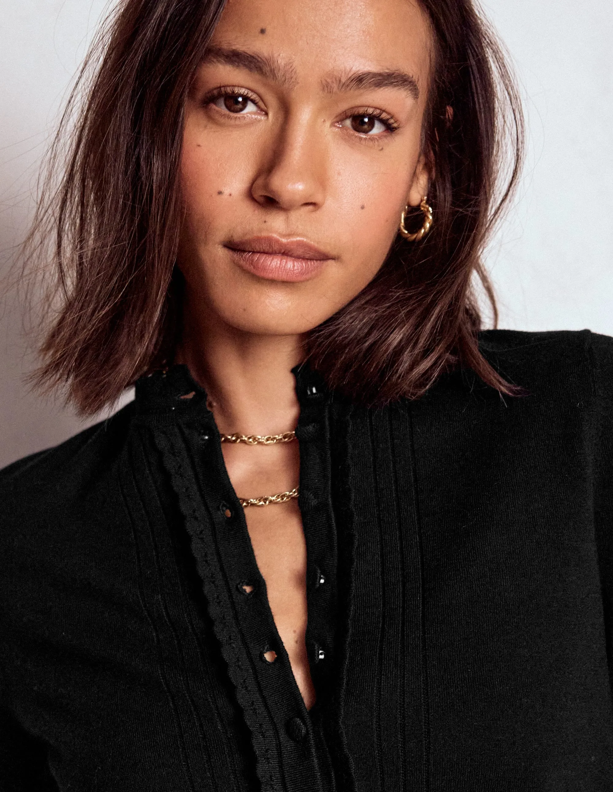 Quick Dry Weaving Angela Cotton Scallop Jumper-Black