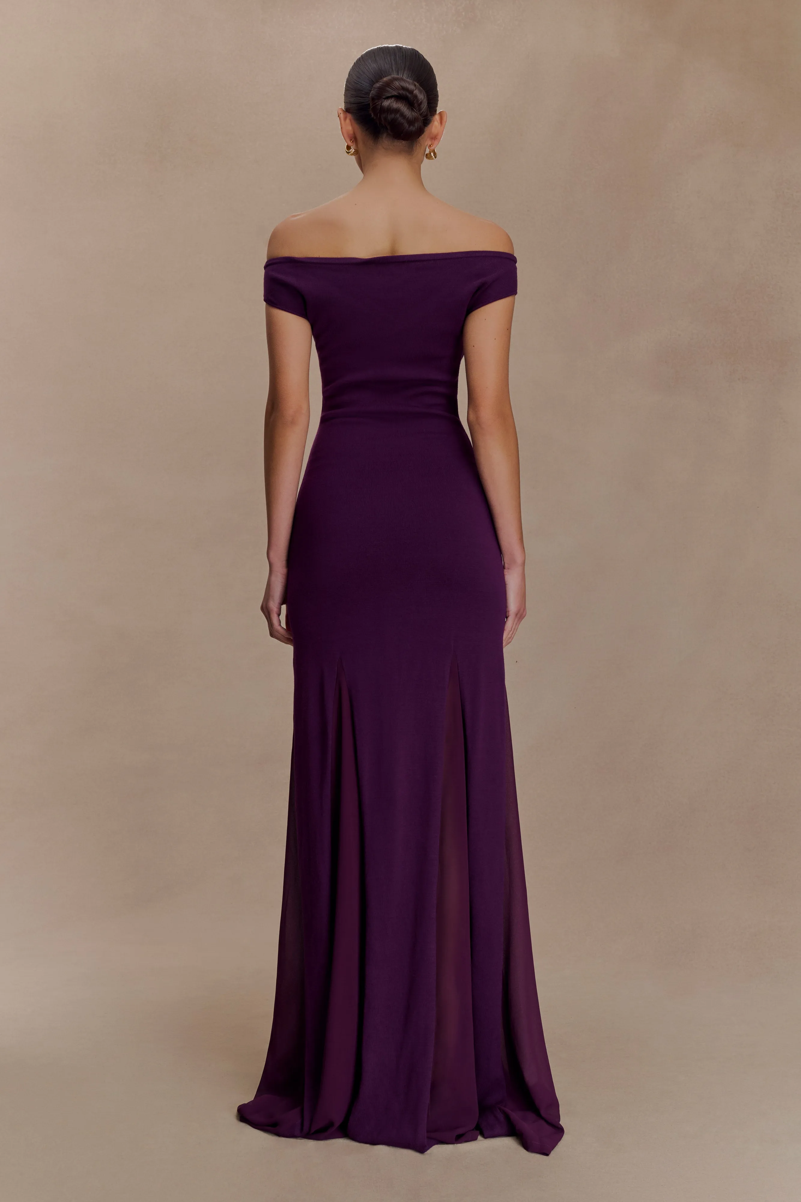 Minimal Fit Happy Soul Nesta Embroidery Off Shoulder Knit Dress - Plum