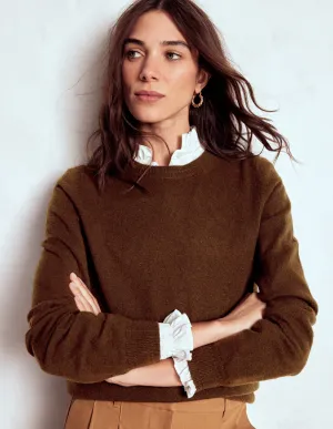 Eva Cashmere Crew Neck Jumper-Mocha Anti Static Technology