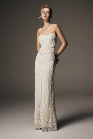 Eva Hand Beaded Pearl & Lace Maxi Dress - White Summer Outfit