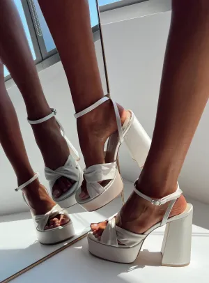 Everlasting Satin Platform Heels Champagne Breathable