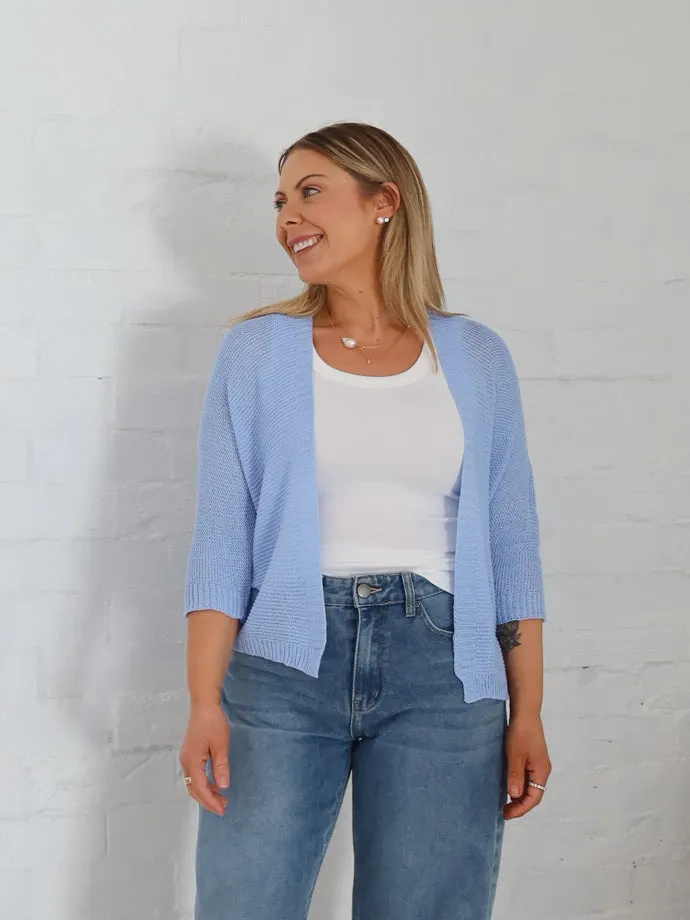Everlyn Cardi- Blue Essential Wear Reinforced Neckline