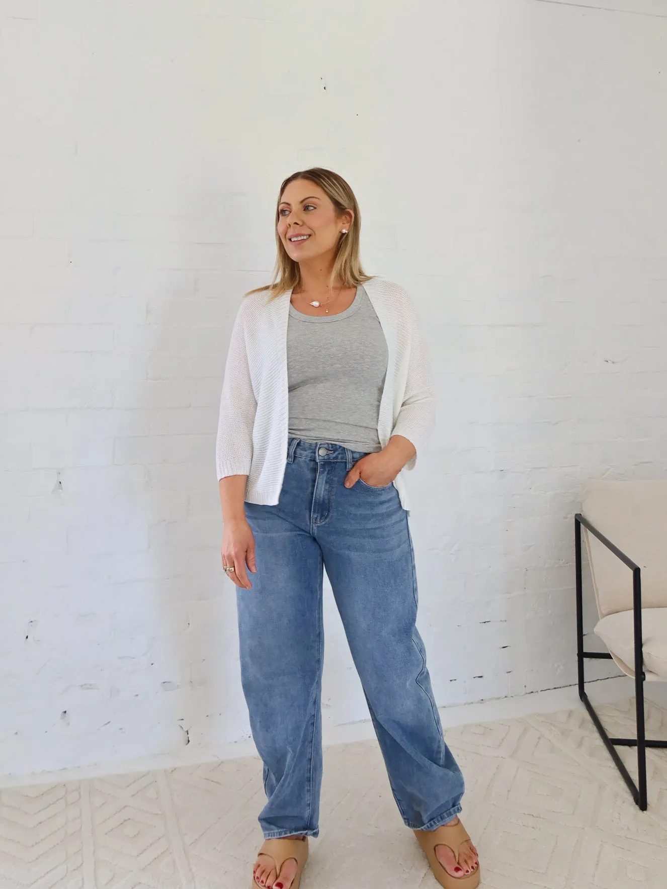 Luminous Thread Accents QuickDry Fabric Everlyn Cardi- Vanilla