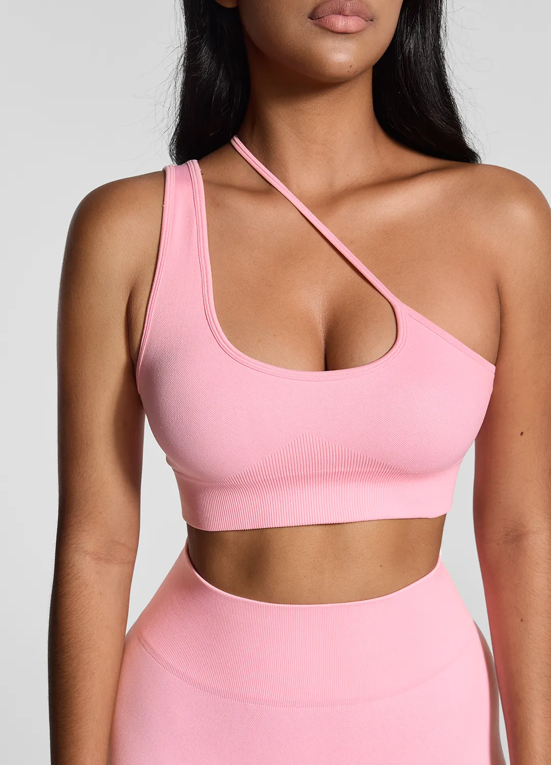 Asymmetrical Sports Bra Tasseled edges seams