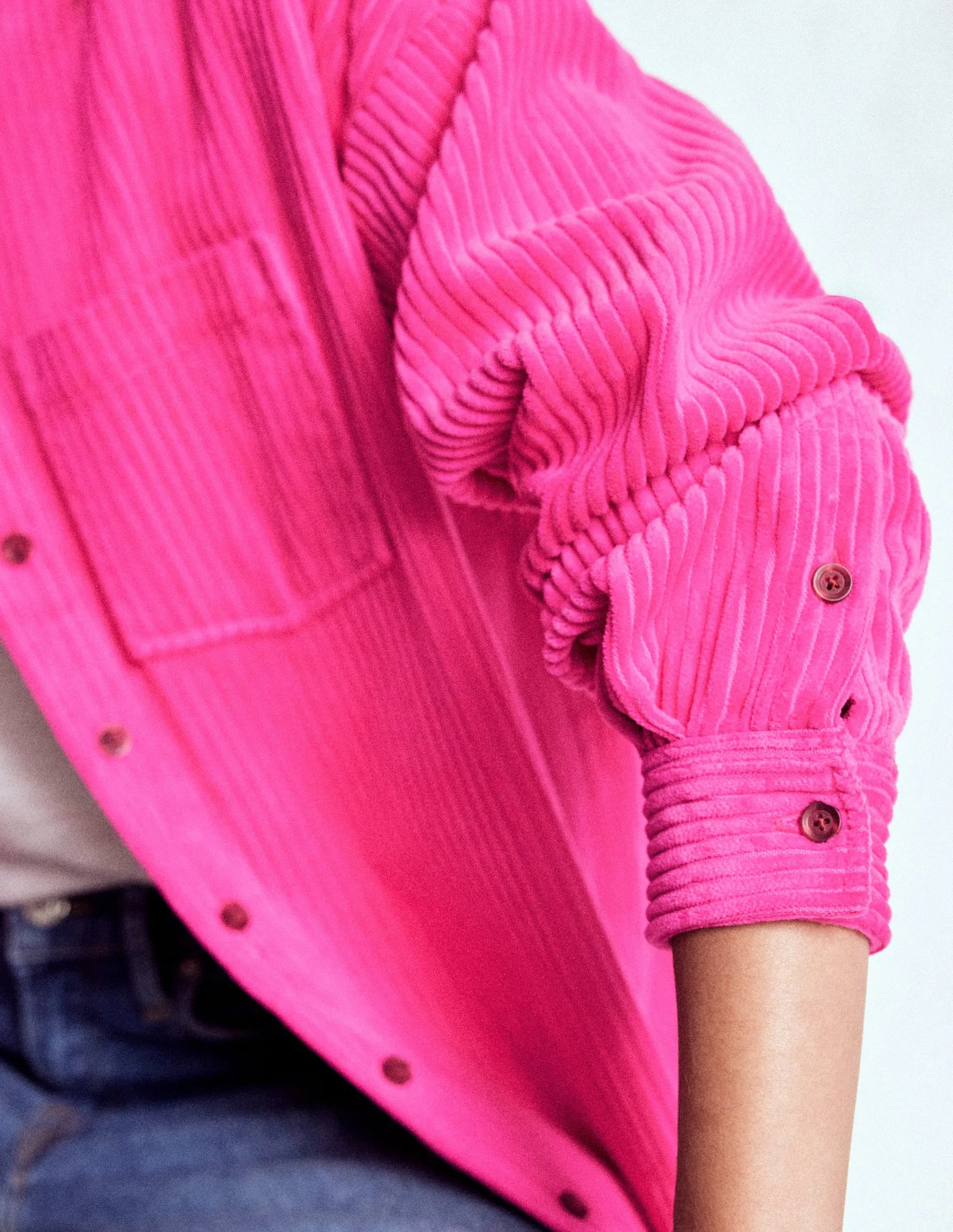 Best Seller Classic Trend Look Cord Overshirt-Pink Peony