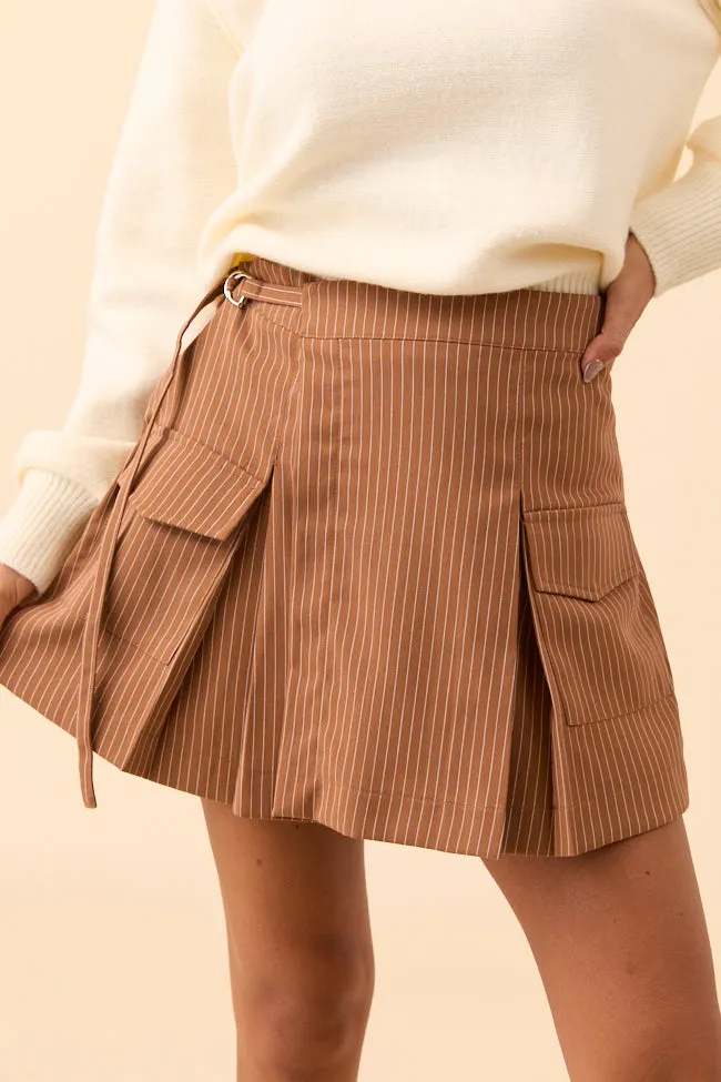 Monty Brown Pleated Mini Skirt Sharp Look Simple Styling