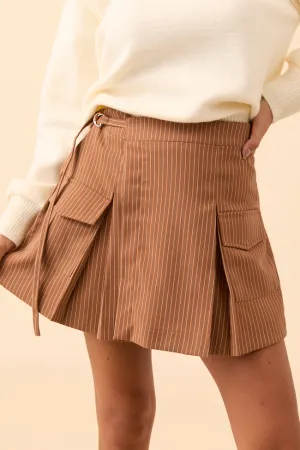 Monty Brown Pleated Mini Skirt Sharp Look Simple Styling