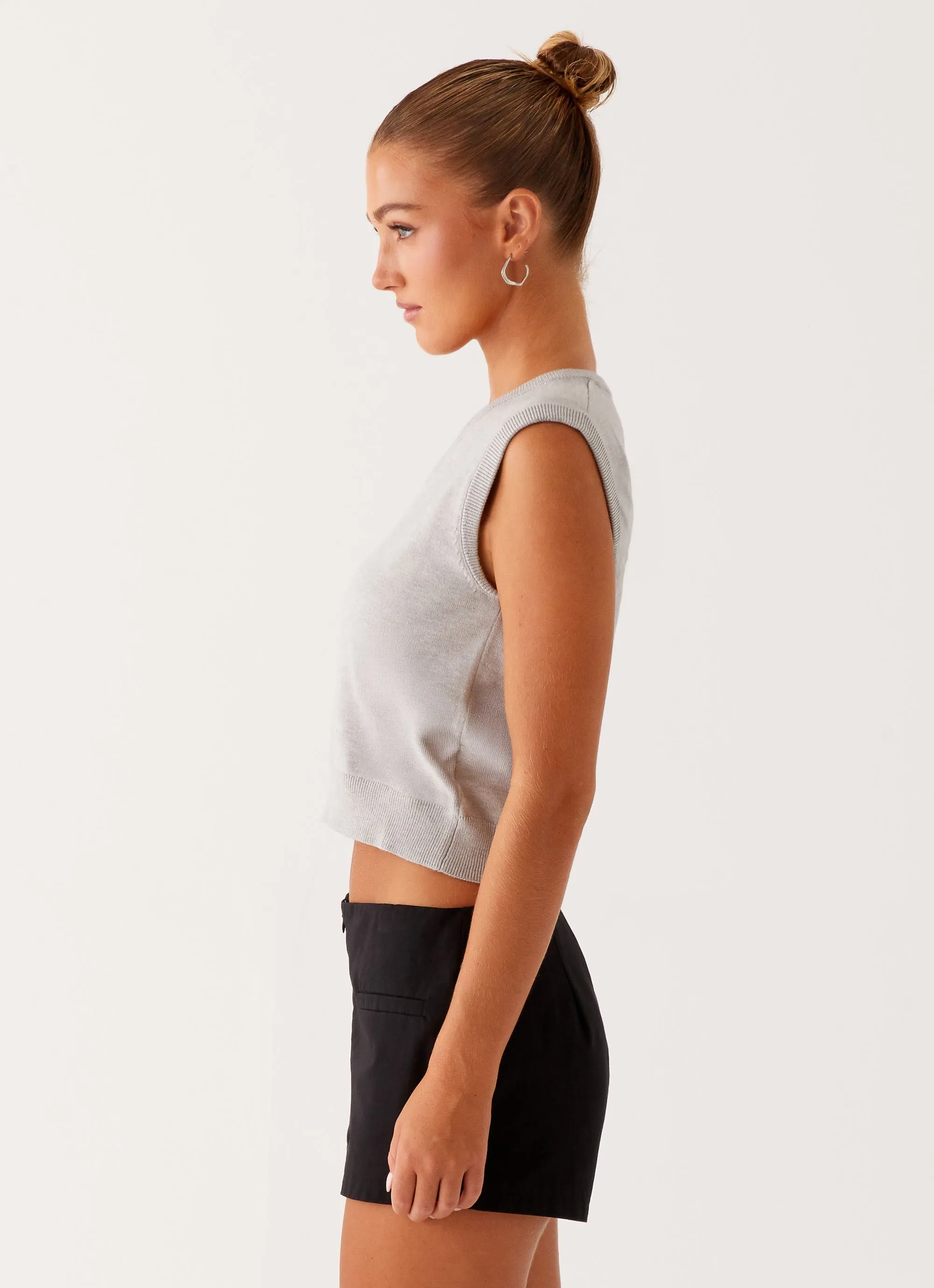 Knit Reinforced Edges Tyne Knit Vest - Grey