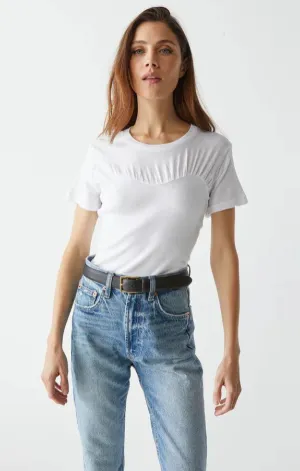 Victoria Shirred Fabric Mixed Tee Push Edge