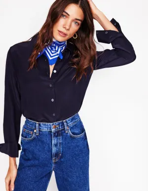 Teenager fashion Sienna Silk Shirt-Navy