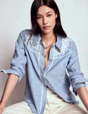 Minimal Fit Sienna Western Shirt-Chambray
