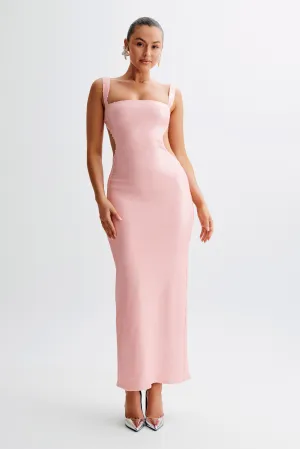 Adoria Sequin Cut Out Maxi Dress - Pale Pink Sophisticated Cut Light Weave