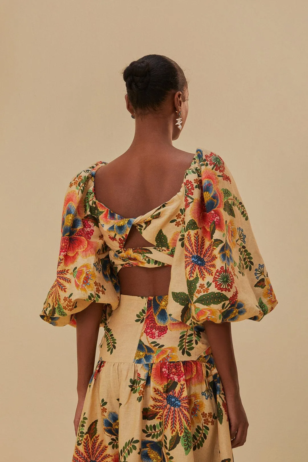 Sand Delicate Garden Euroflax? Crop Top Tight Net