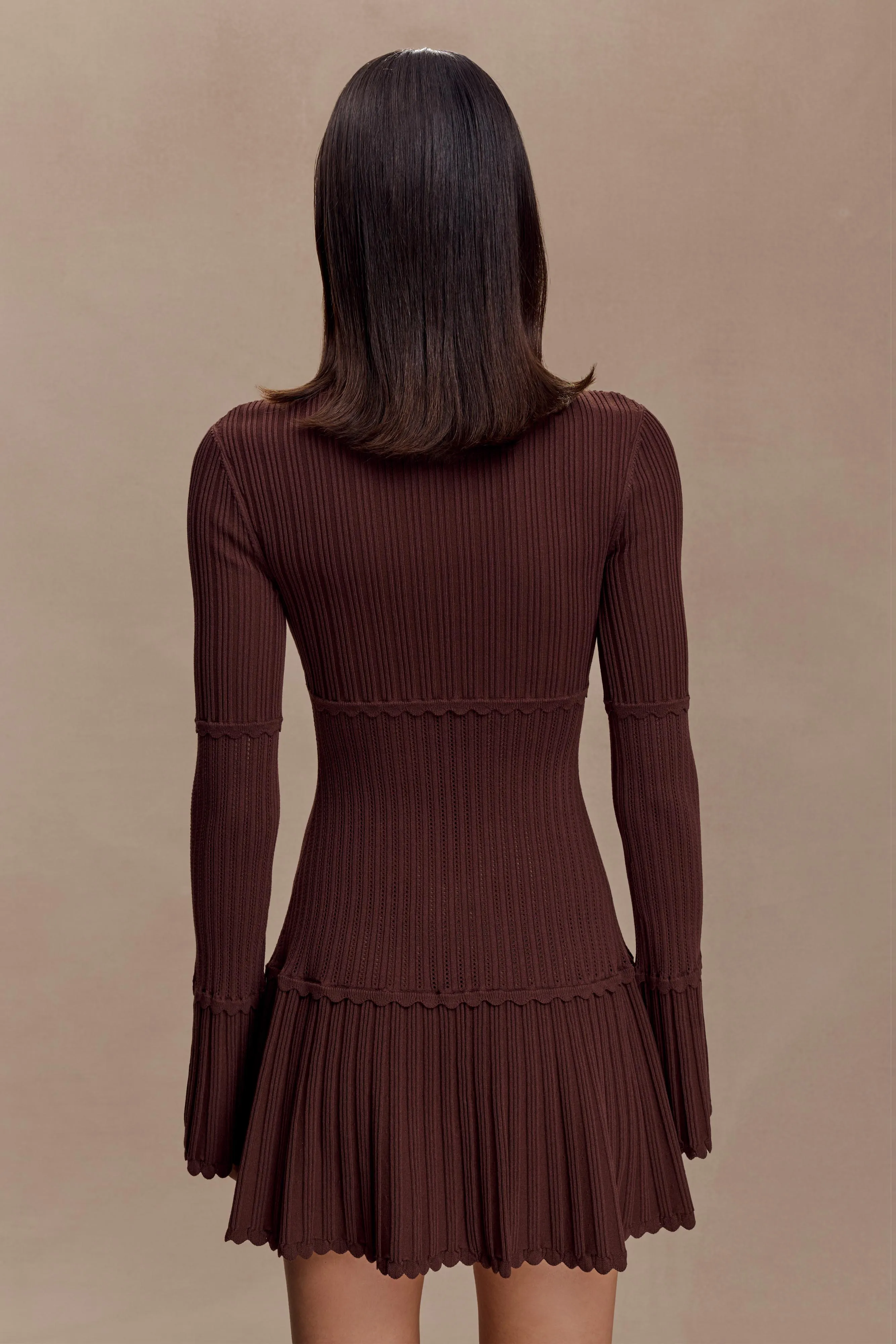 Adena Pointelle Knit Mini Dress - Chocolate Spring-Season Ready Anytime