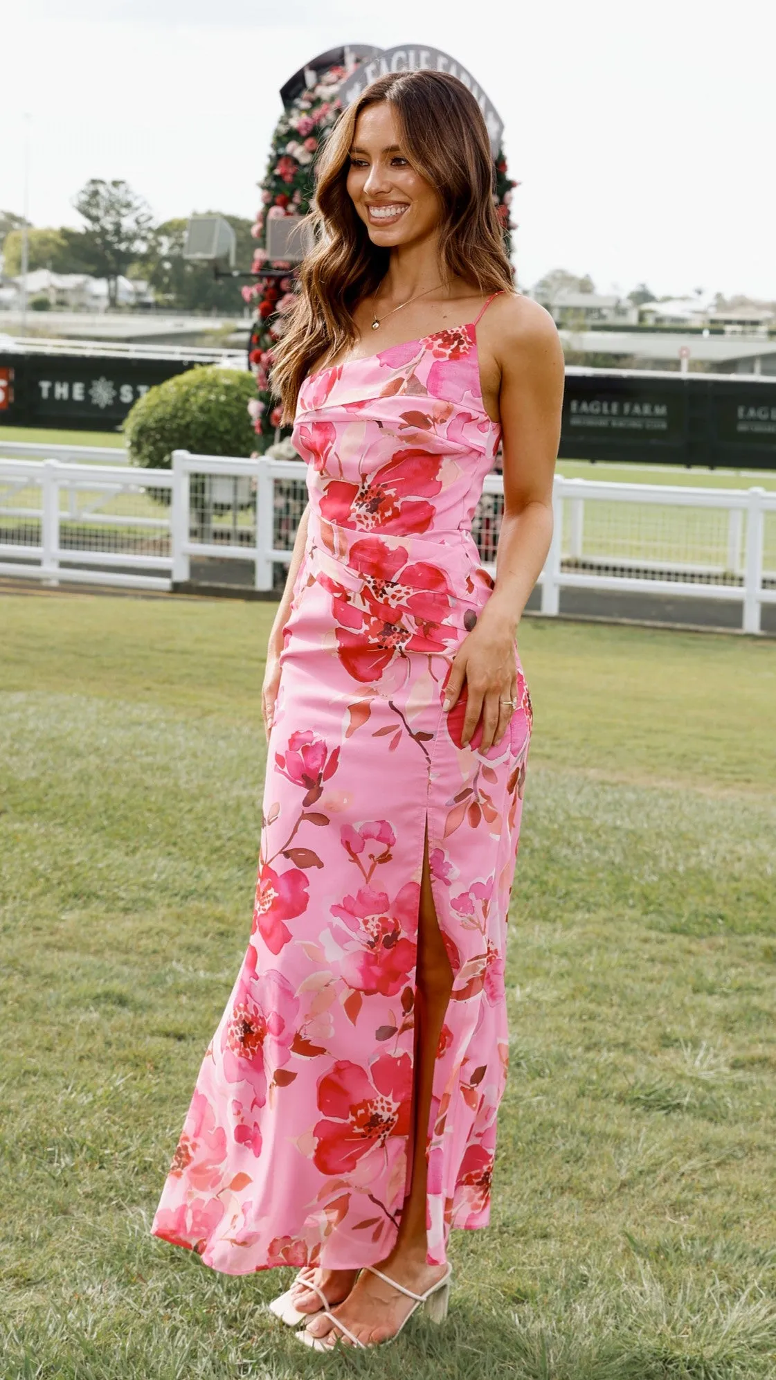 Karalina Maxi Dress - Pink Floral Comfy Shape