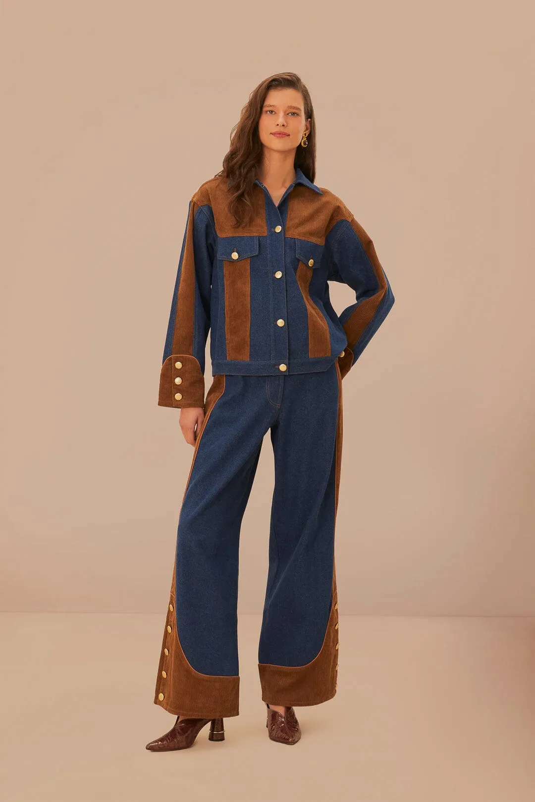Cozy Style Western Denim Wide Pants Low Waisted
