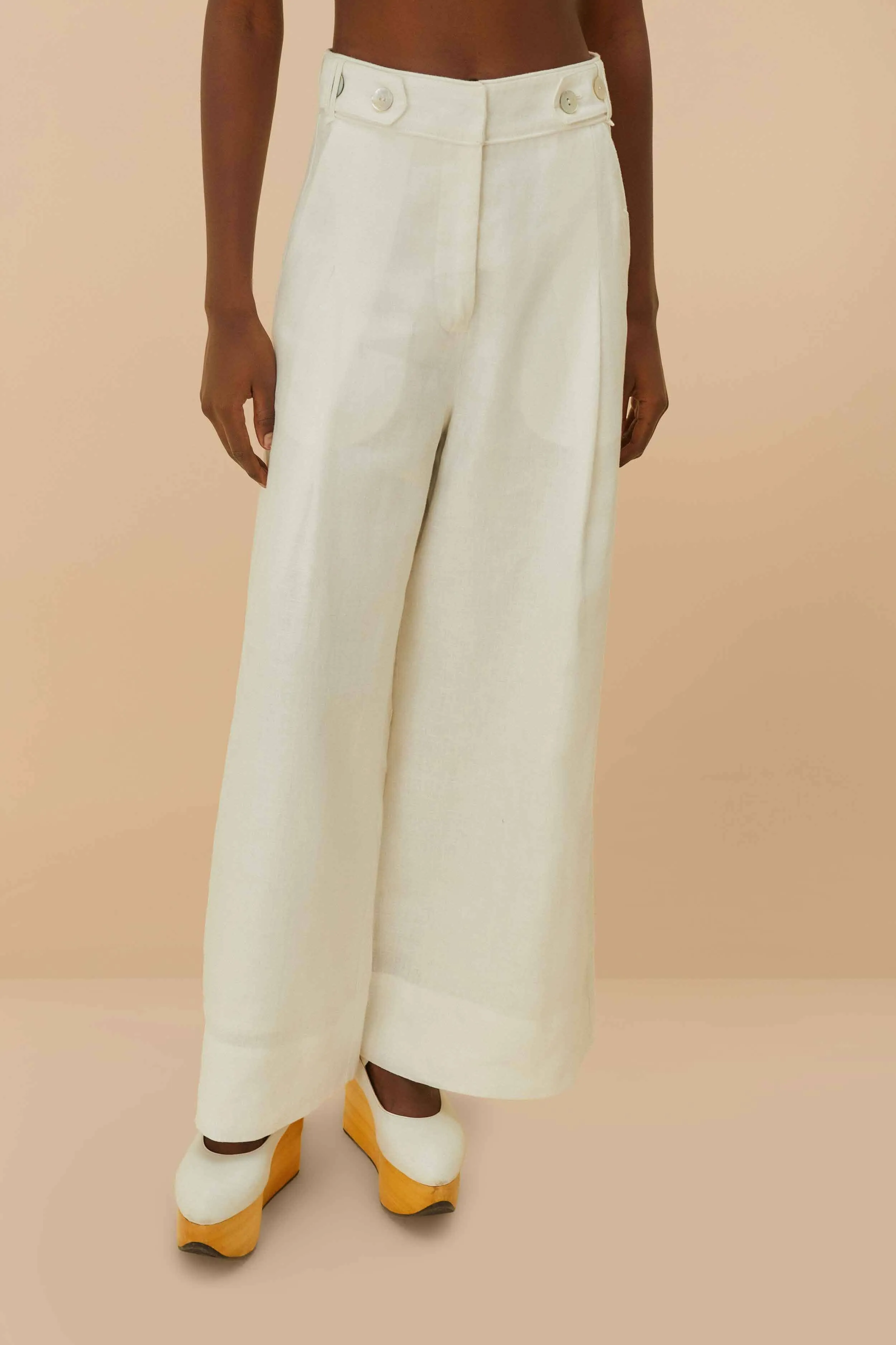 Off-White Euroflax? Premium Linen High Waisted Pants Hiking Gear Active Layer
