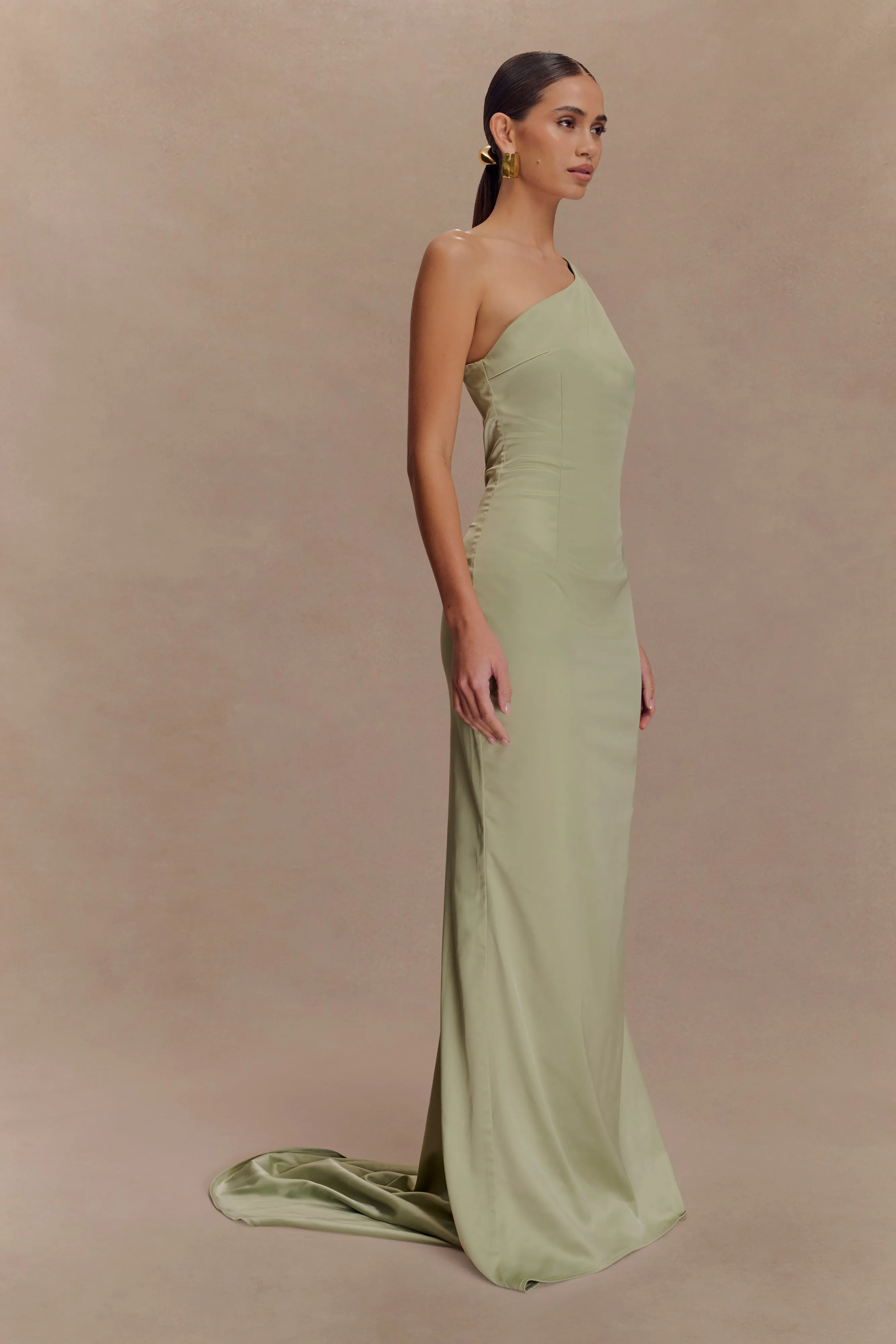 Cool Shape Harper One Shoulder Gown - Sage