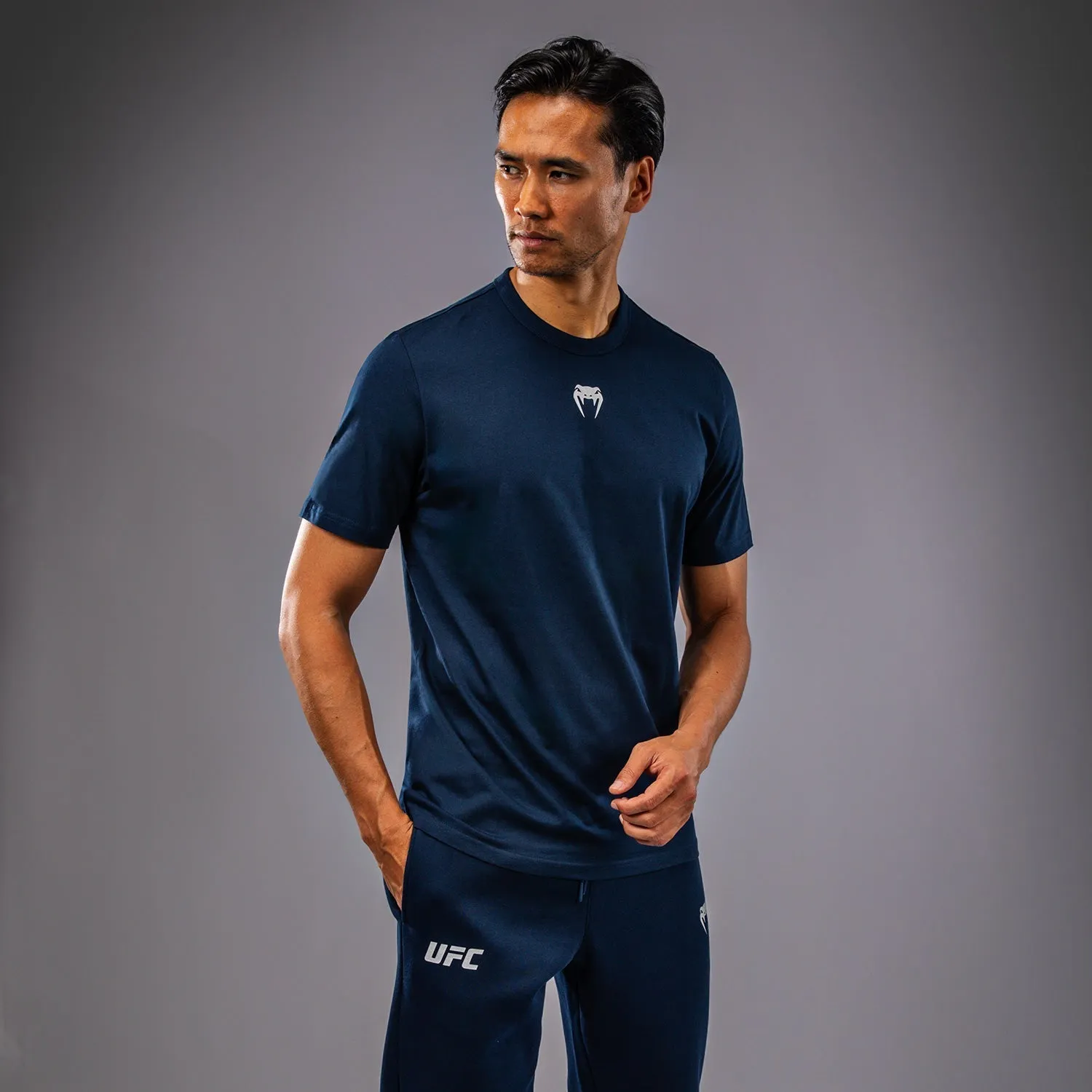 UFC Fusion by Venum Fight Week Men??s Short Sleeve T-Shirt - Solid Oceanic Blue Comfy Performance Wear Micro Perforation