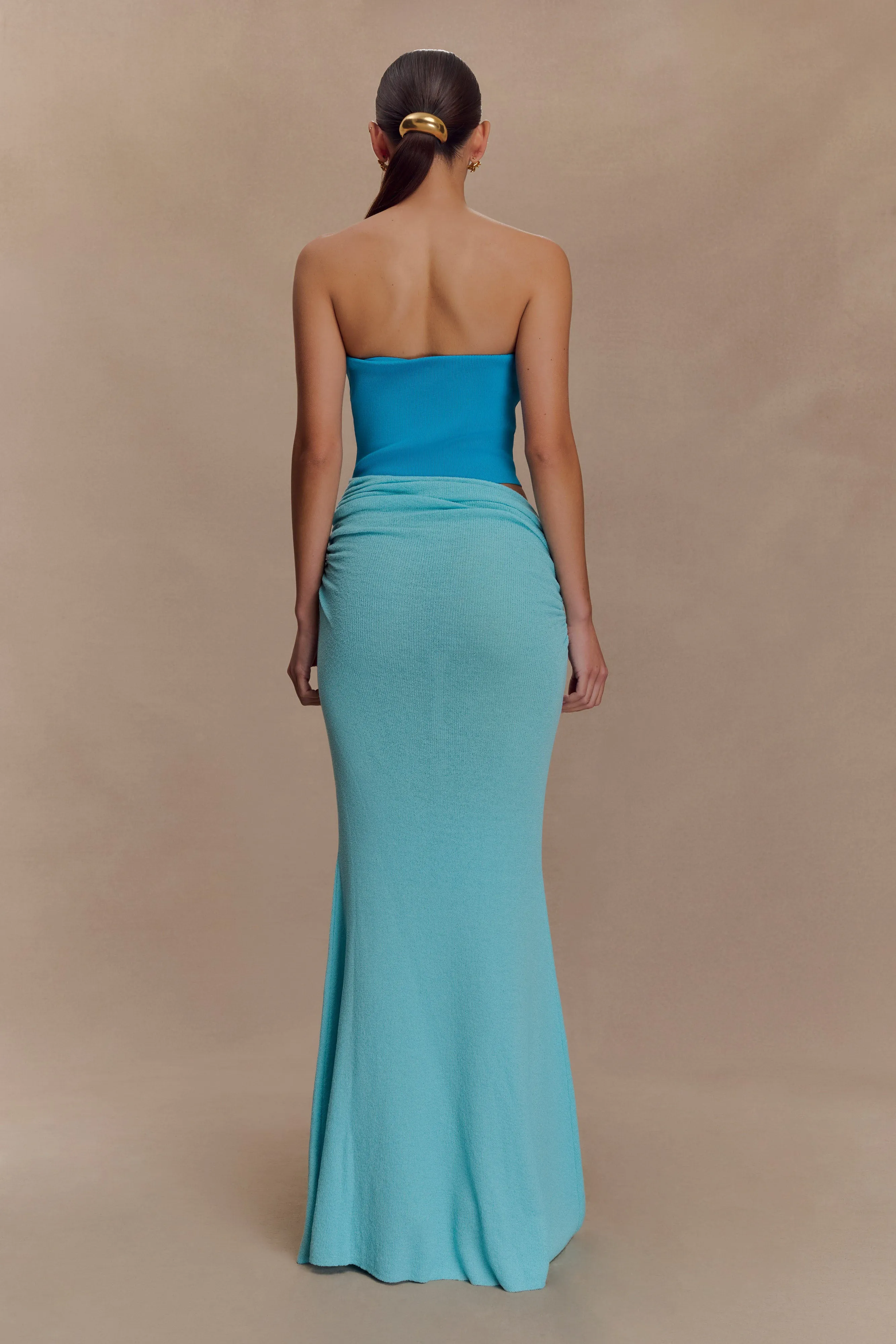 Jasiel Strapless Knit Maxi Dress - Cyan Blue Light Comfort