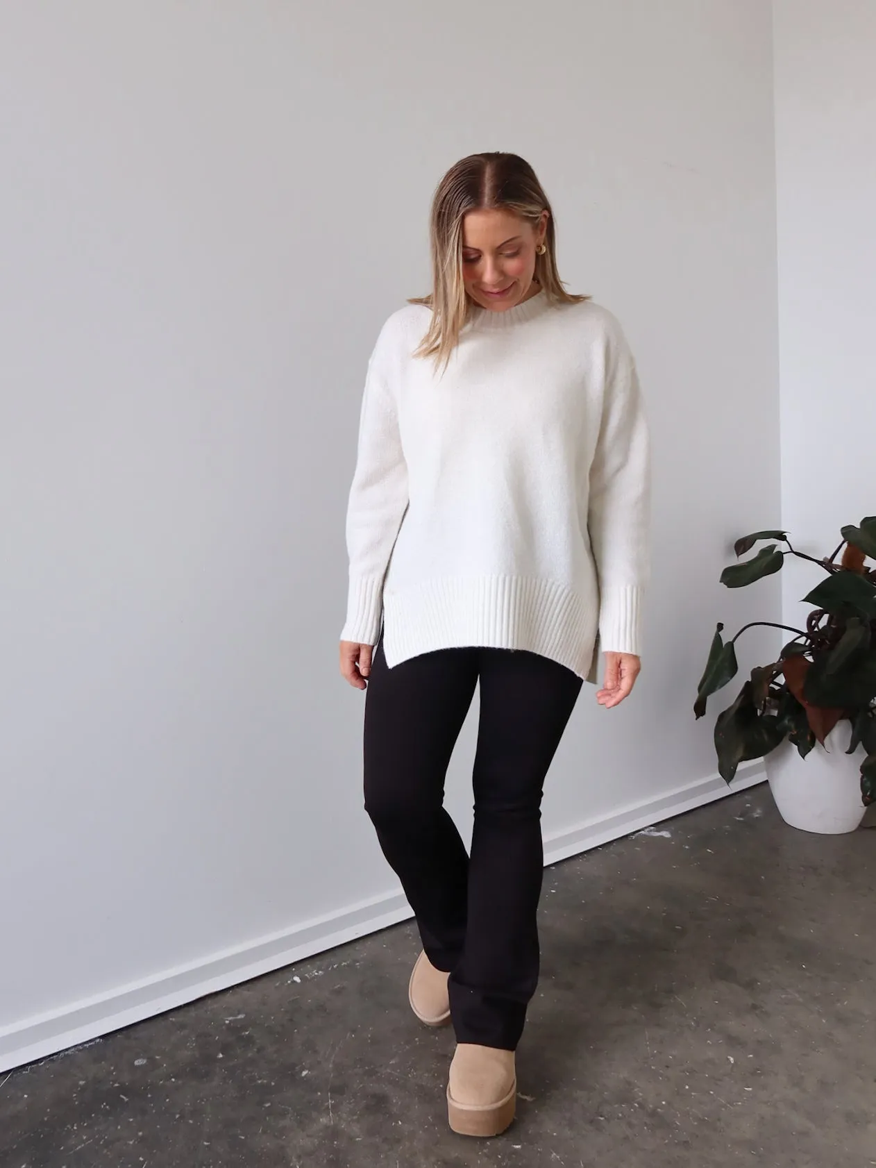 Hailey Knit - Vanilla Sleek Fit Layered Edge Trim