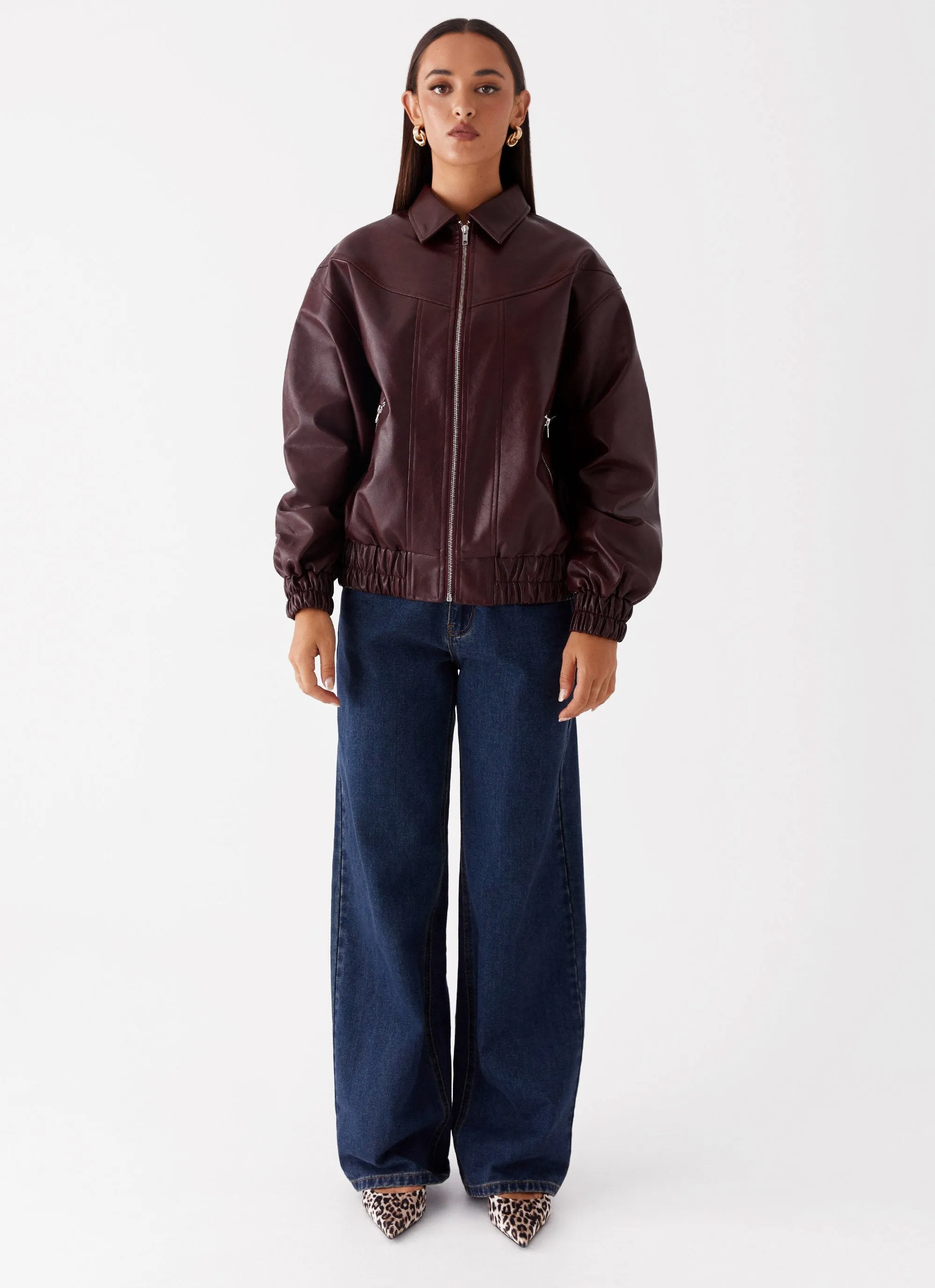 Weather Smart Look Holland Bomber Jacket - Wine
