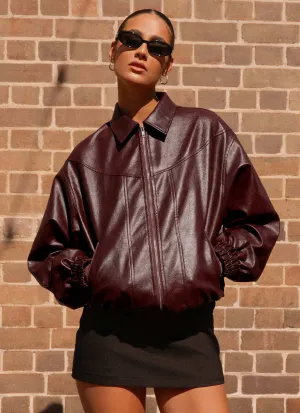 Holland Bomber Jacket - Wine Stretch Panels ElasticWaistband