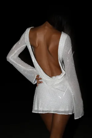 Timeless Style Refined Cut Nala Sequin Mini Dress - White