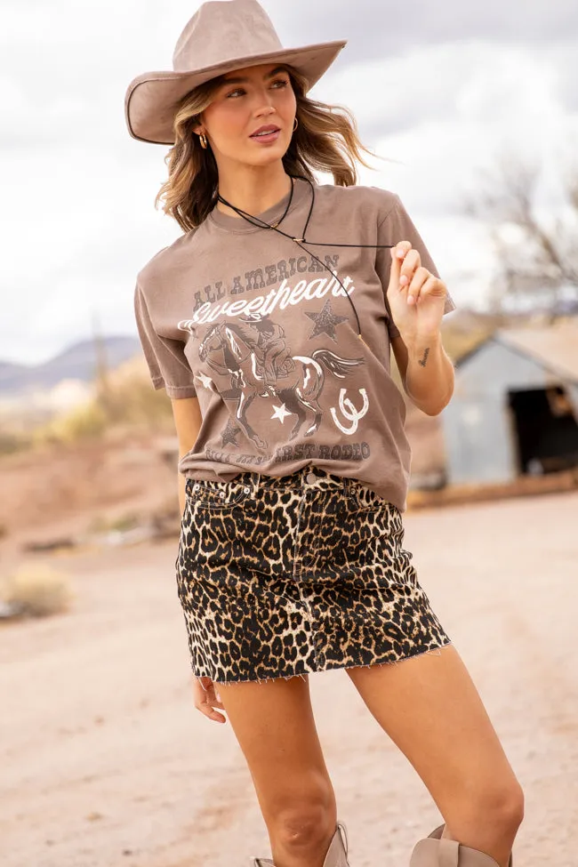 Fierce Frequency Leopard Denim Mini Skirt Breezy Flow Modern Design