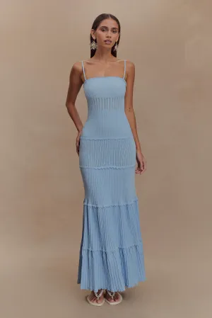 Sculpted Fit Pure Color Finley Pointelle Knit Maxi Dress - Cornflower Blue