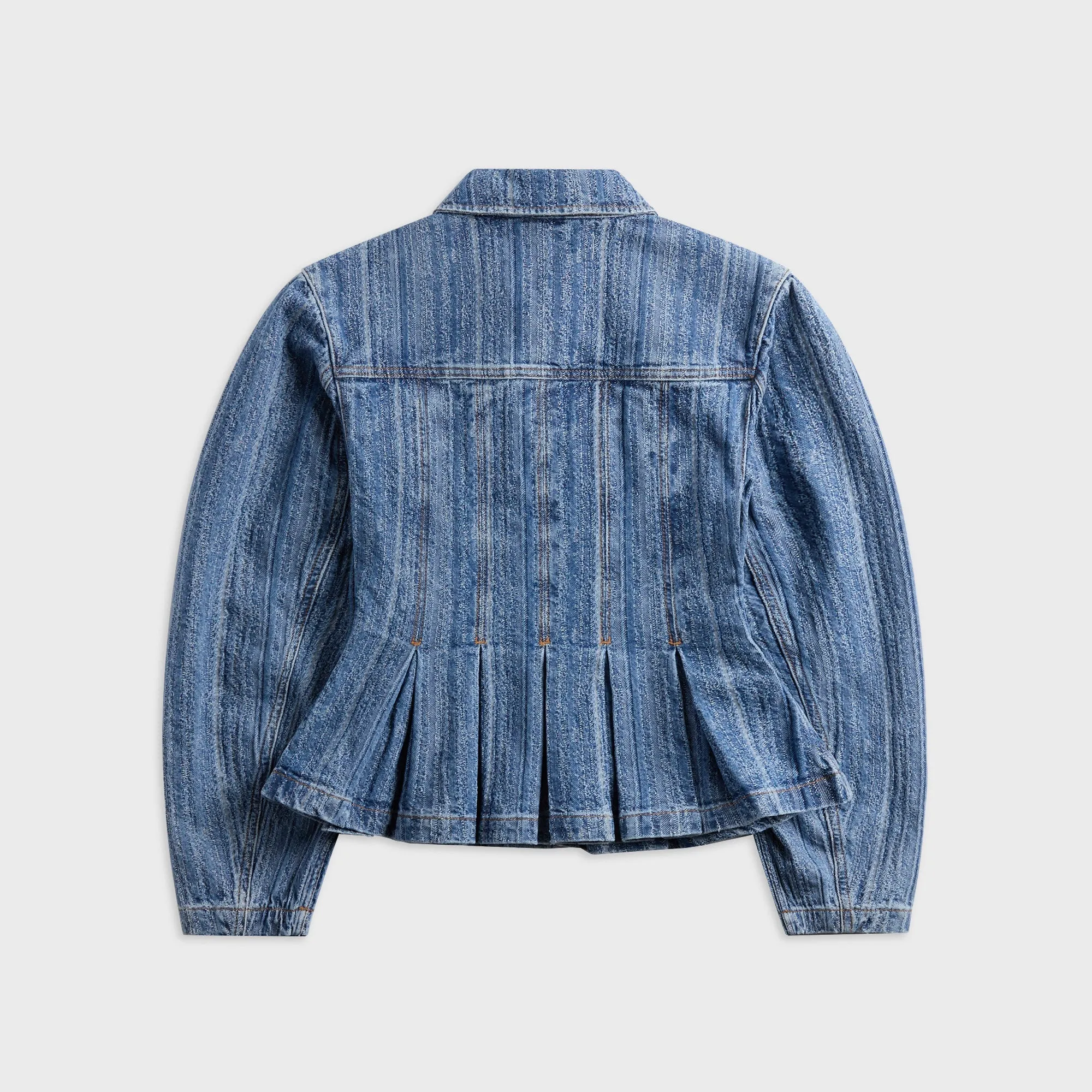 BreathableFabric Ganni Structured Denim Fitted Jacket - Mid Blue Stone