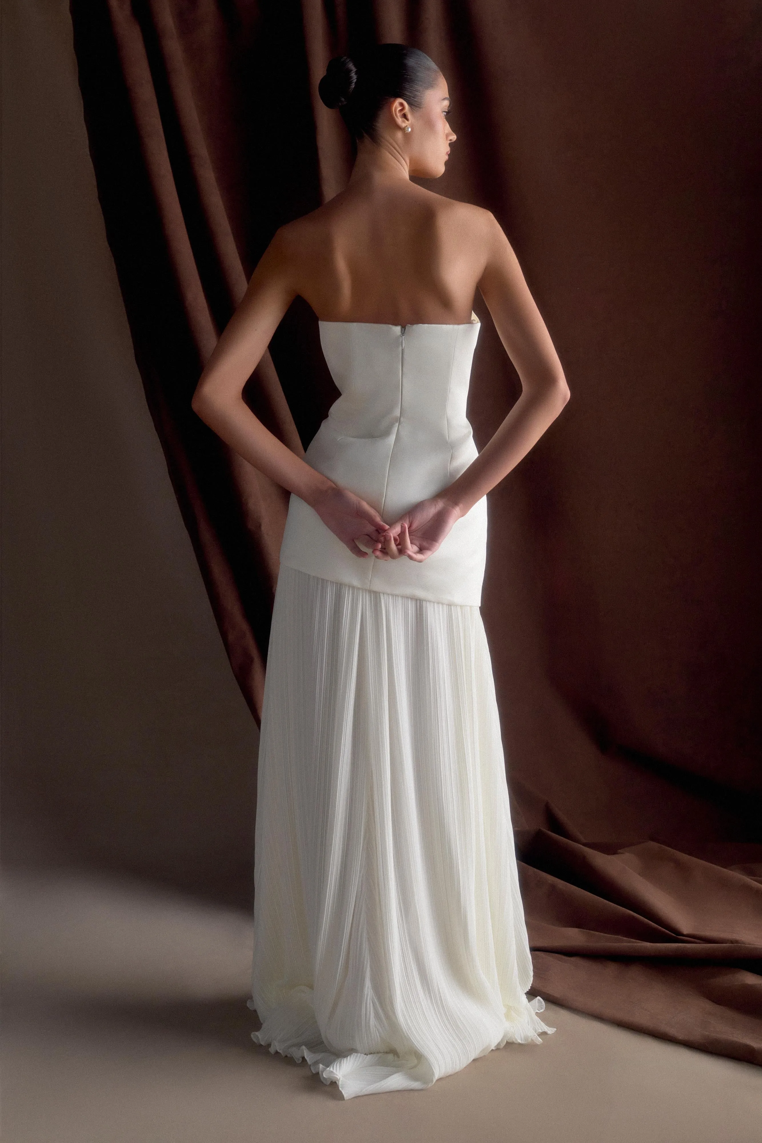 Juno Strapless Pleated Maxi Gown - White Live Soft Casual Comfort Wear