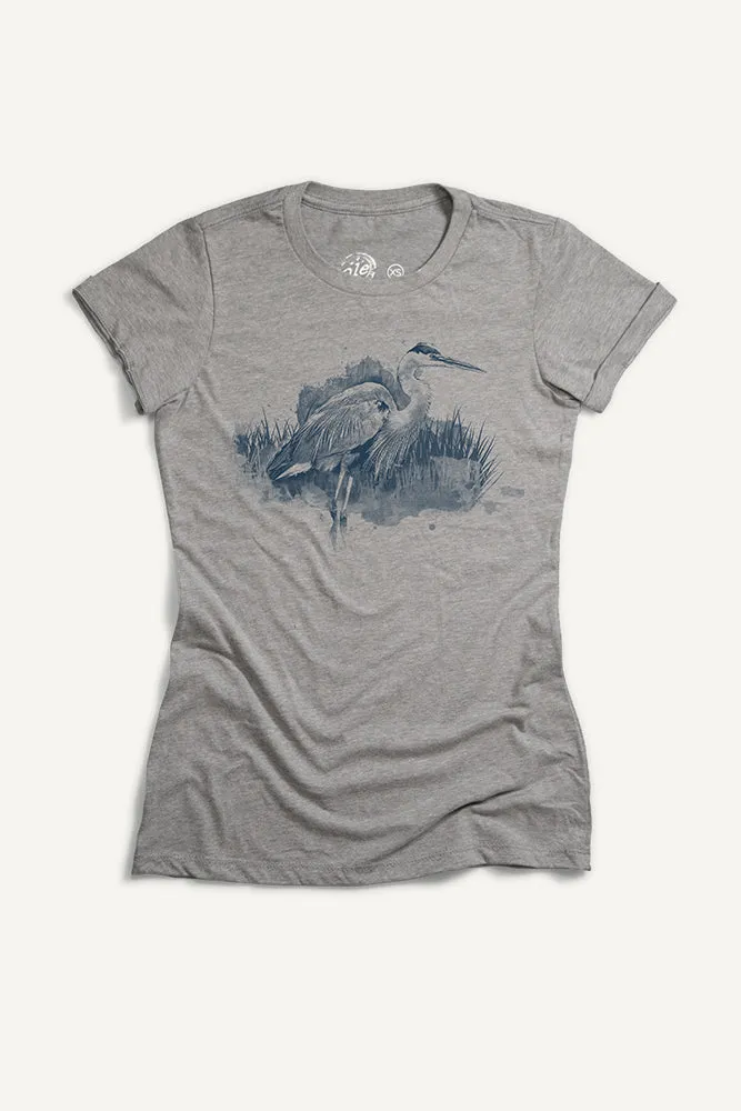 Great Blue Heron T-Shirt (Womens) StretchComfortWeave ReinforcedHems