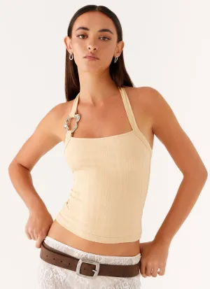 Selene Halter Top - Tan Relaxed Comforted