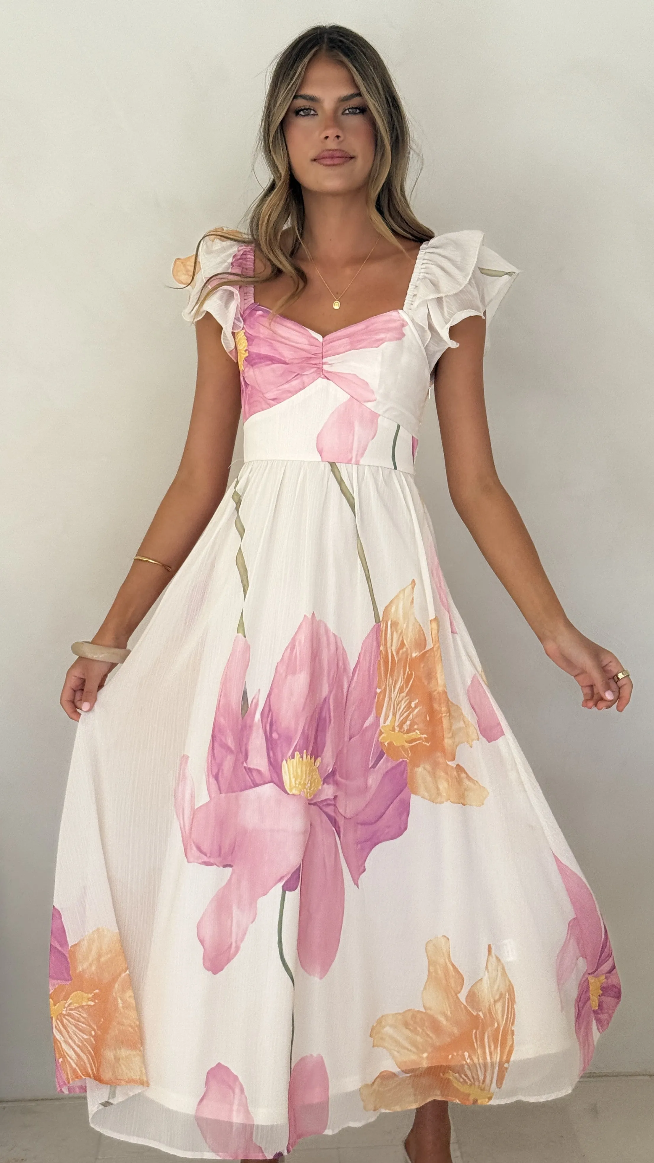 Claire Maxi Dress - Wildflower Floral Boat-Neck