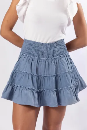 Flexible Comfort Through The Garden Medium Wash Chambray Mini Skort SALE
