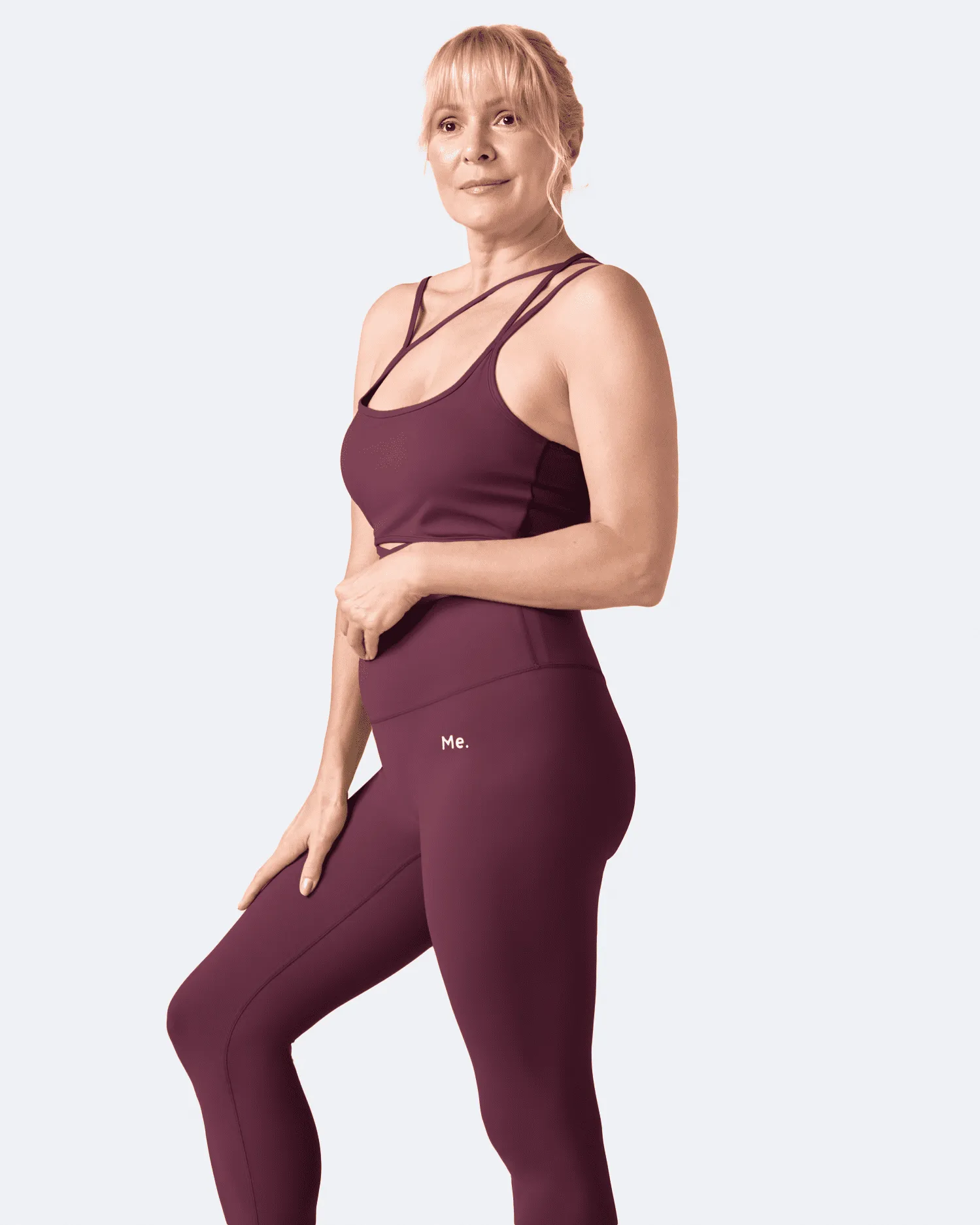 Versatile Structure Secure Closure Burgundy Strappy Front Top