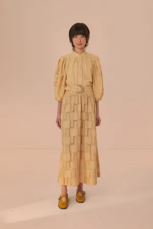 Sand Crochet Midi Skirt Subtle Detail