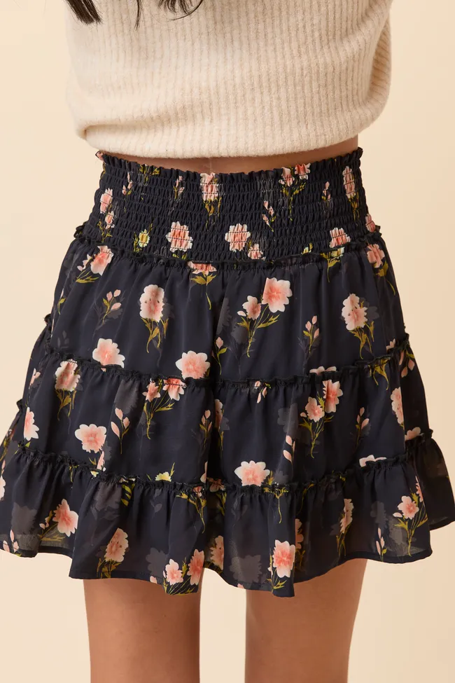 Fresh Detail Through the Garden Pink Flower Skort