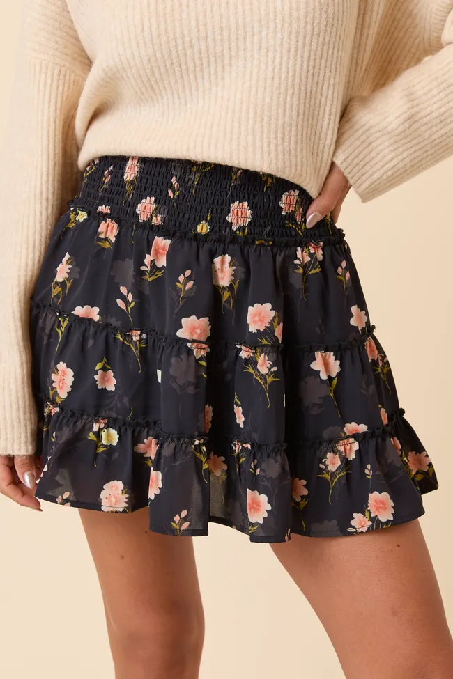 Through the Garden Pink Flower Skort Figure Flattering
