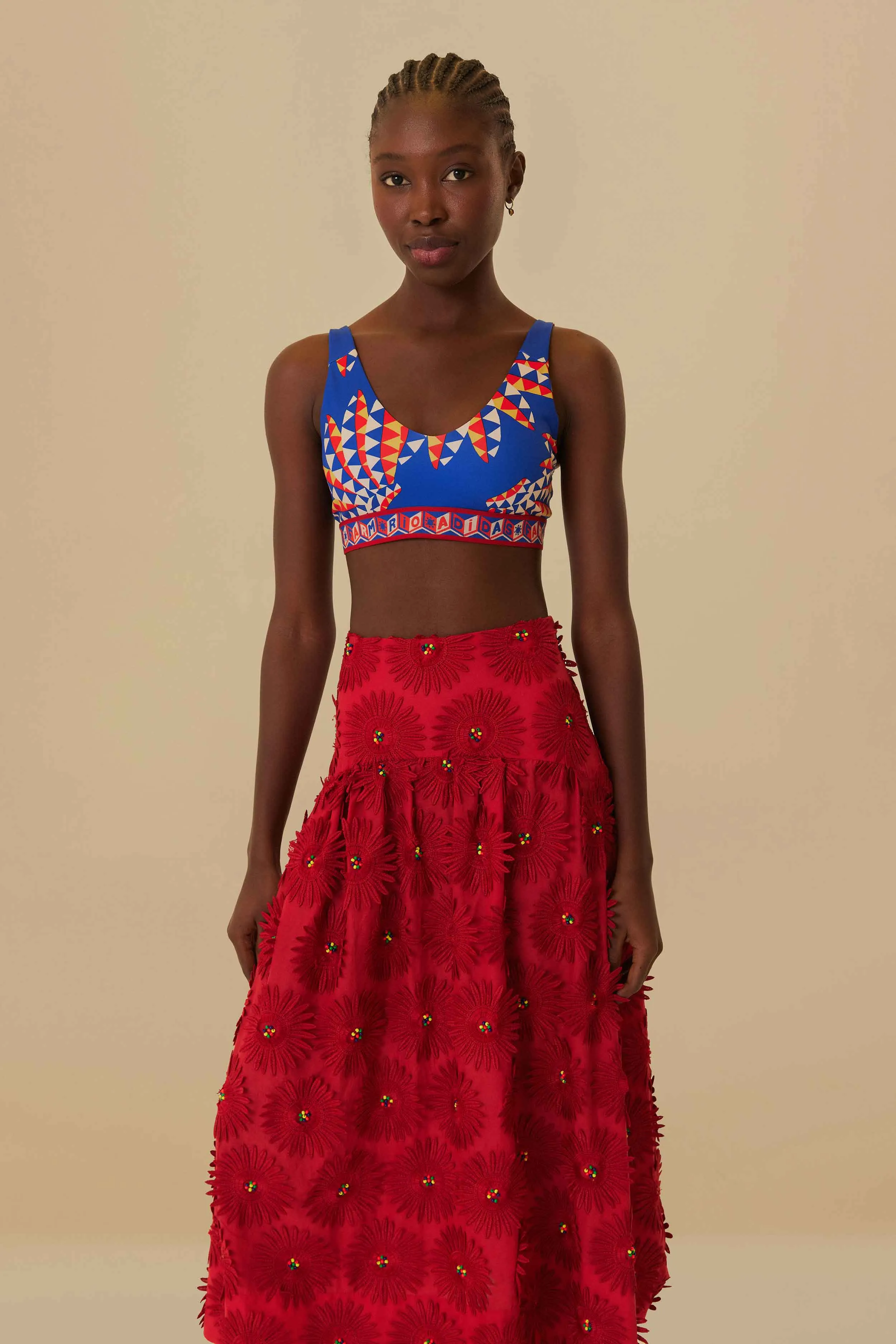 Red Daisy Flower Midi Skirt Outfit Game