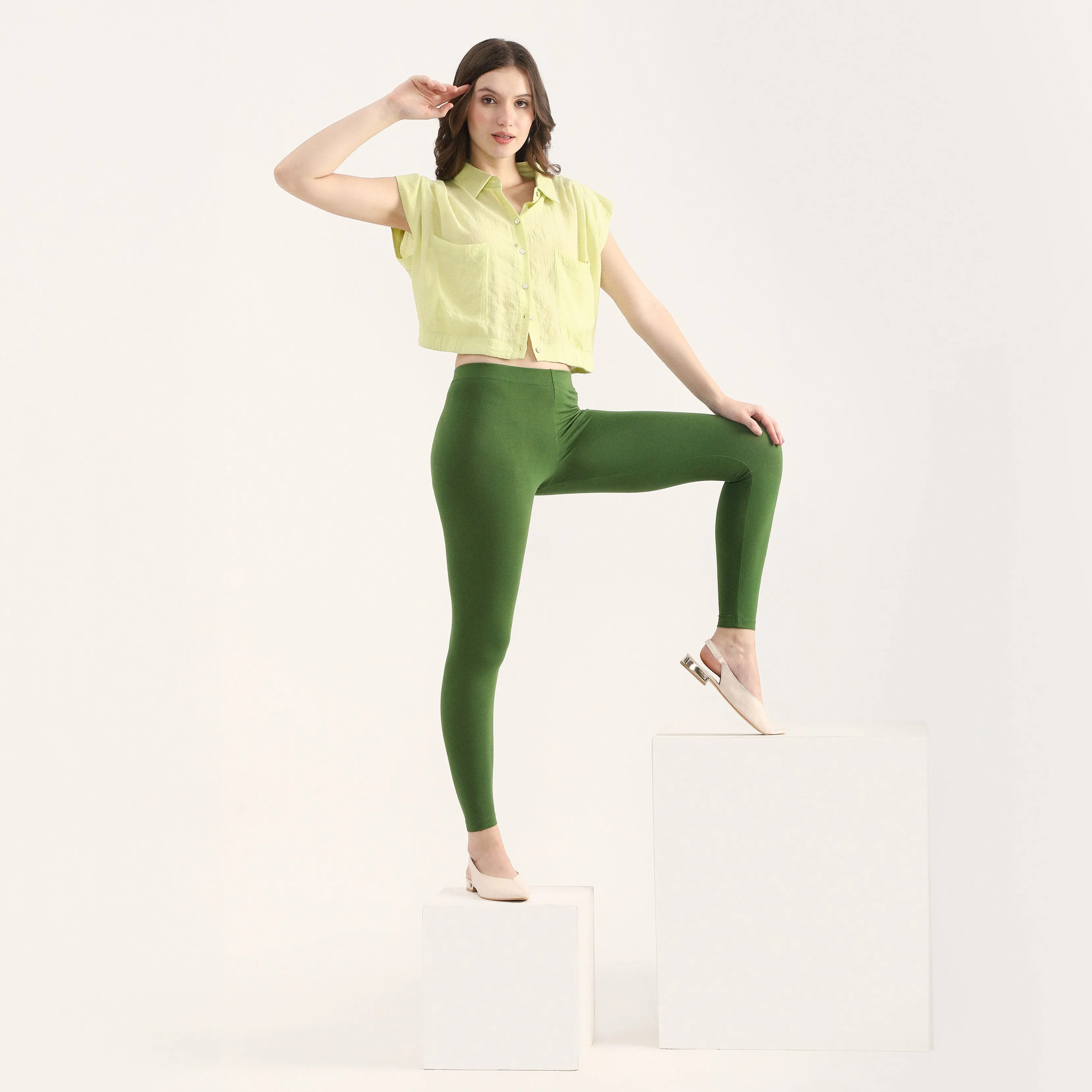 Athletic Comfort Wear Petite Size Skin Friendly Forest green ankle