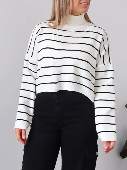 Fran Knit - Cream Stripe Lightwear Look Subtle Elegance