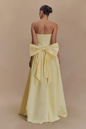Panelled-Design Frances Strapless Bow Maxi Dress - Lemon