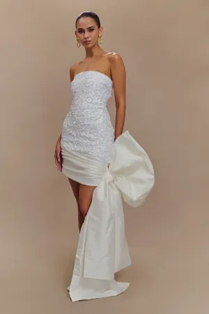 Franka Strapless Bow Mini Dress - White Comfy and Chic Soft Glide
