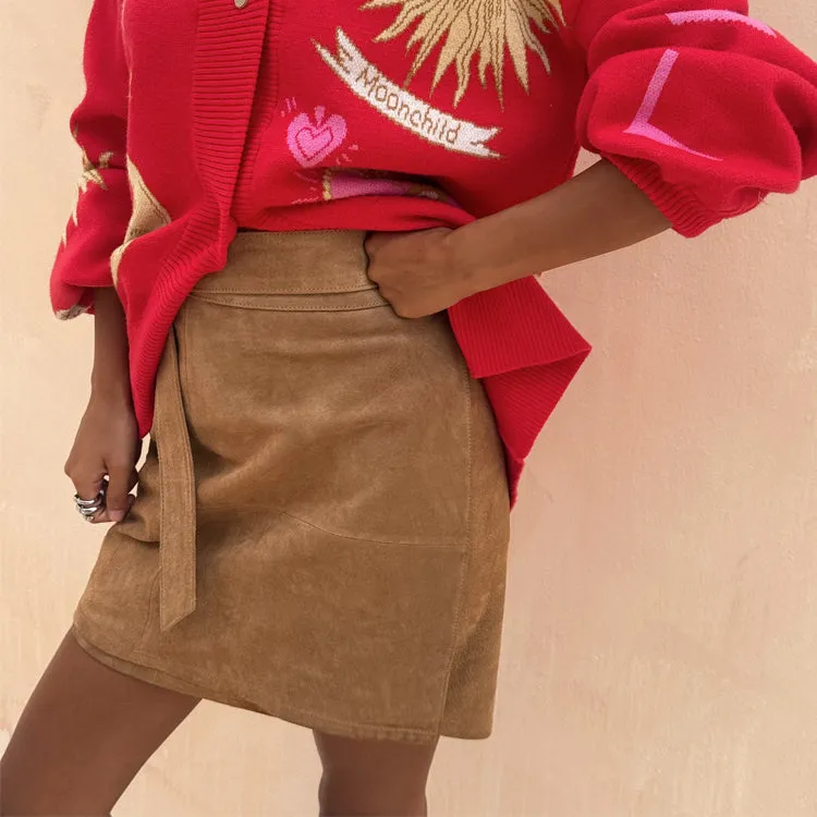 Suede Mini Jaspre Skirt Eco Friendly Dye Flared hem