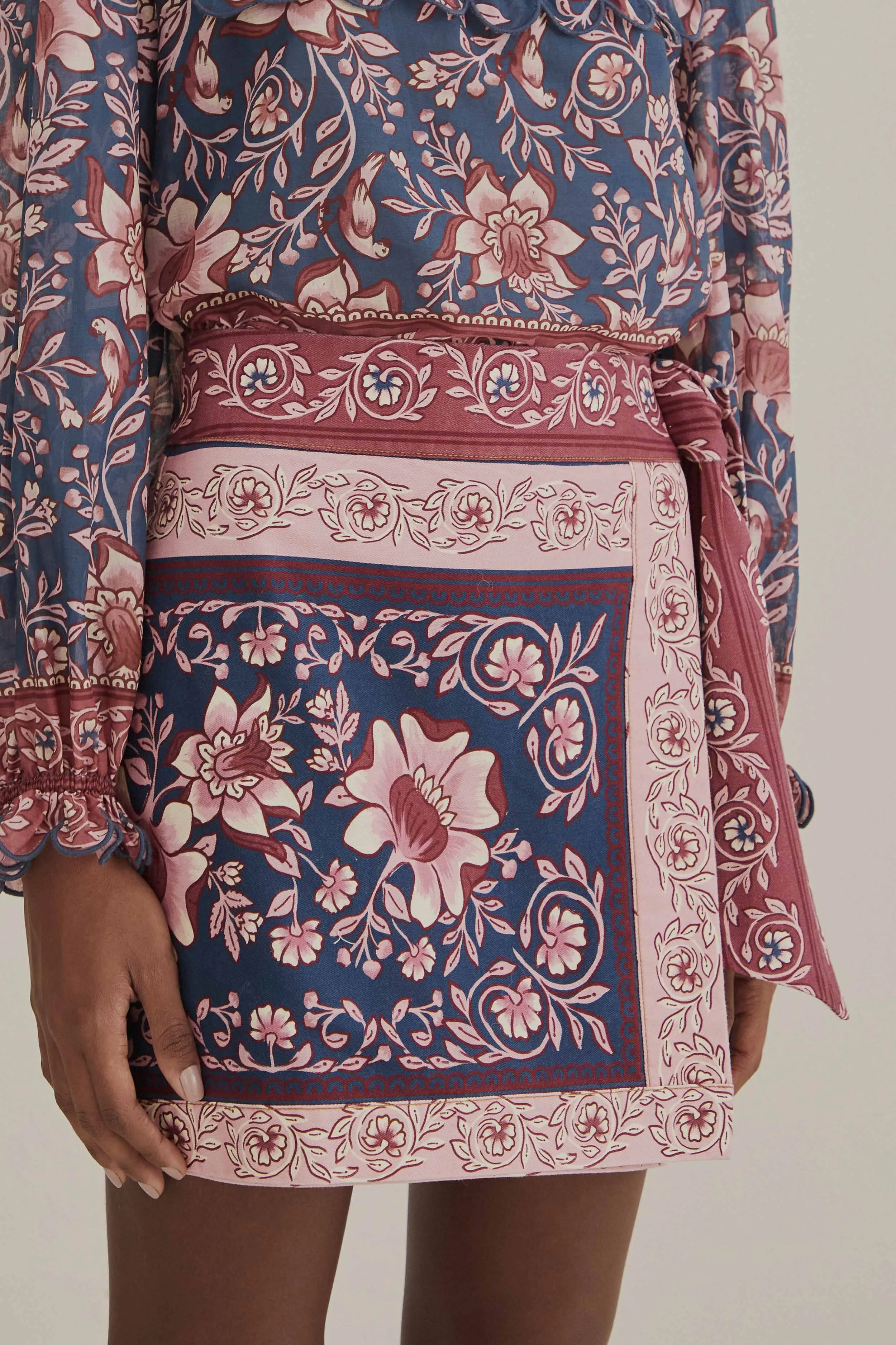 Teal Ainika Charm Overlapped Skirt Runway Ready Smart Look