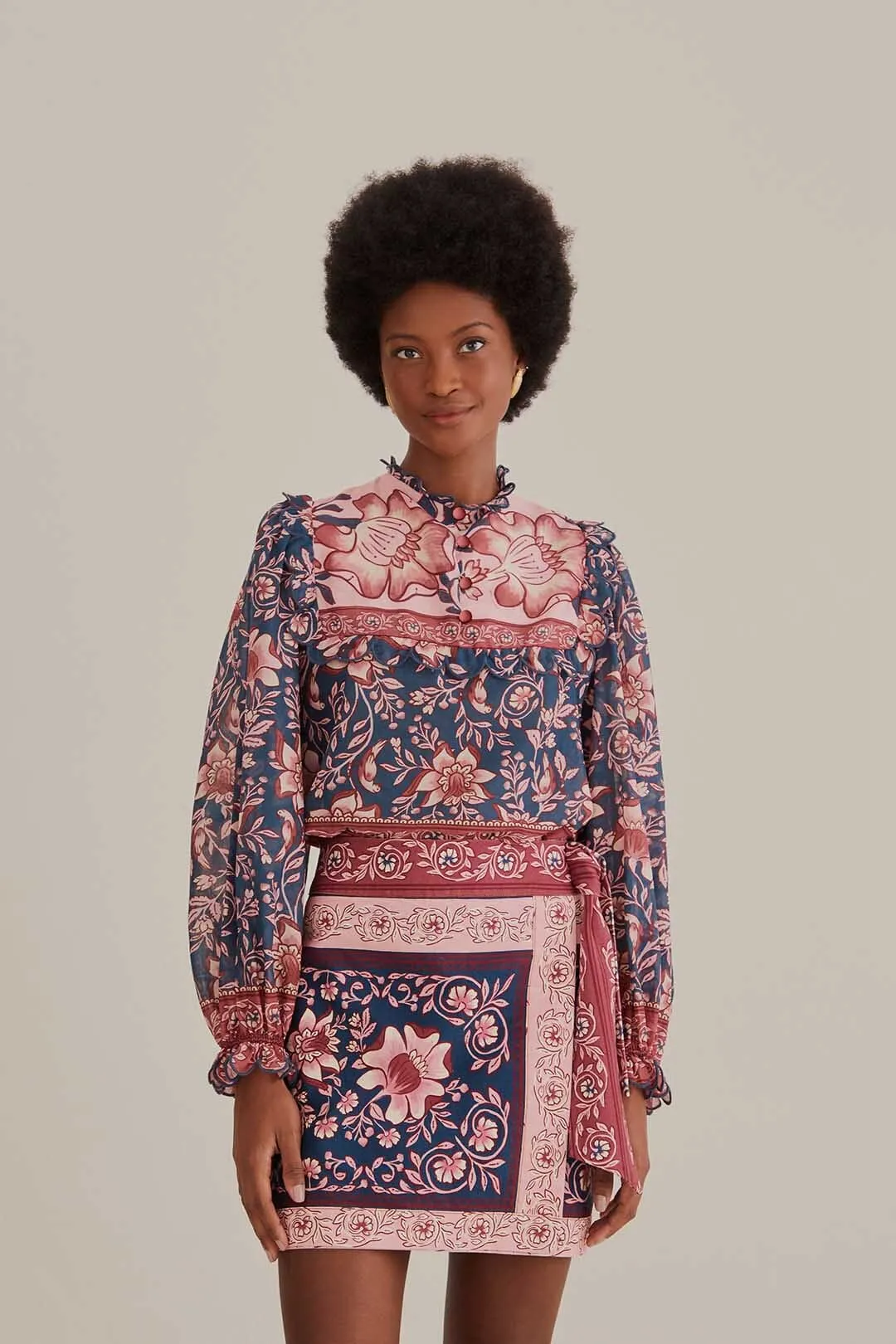 Teal Ainika Charm Overlapped Skirt Gentle Wear